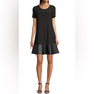 Tiana B. ✨ T-Shirt Dress with Faux Leather Hem ✨